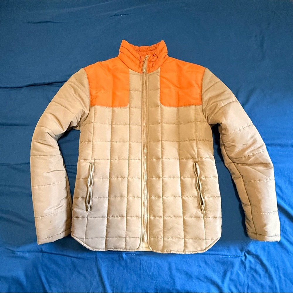 Nomad Beige and Orange Puffer Jacket